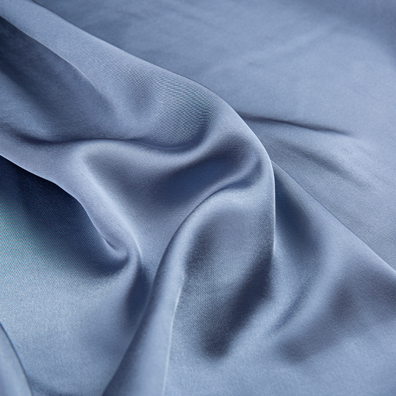 HY263 modrá 150cm 240GSM kepr imitace acetátu CEY Pure Polyester saténová dámská oděvní látka